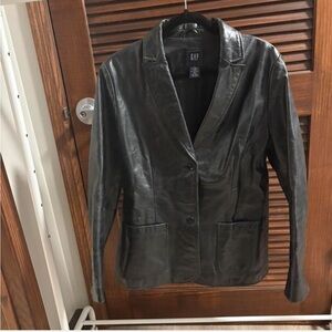 GAP Women's Dark Gray Leather Blazer